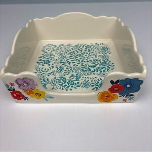 Pioneer Woman Napkin Holder Flea Market Ceramic Floral Motif Multicolor Kitchen